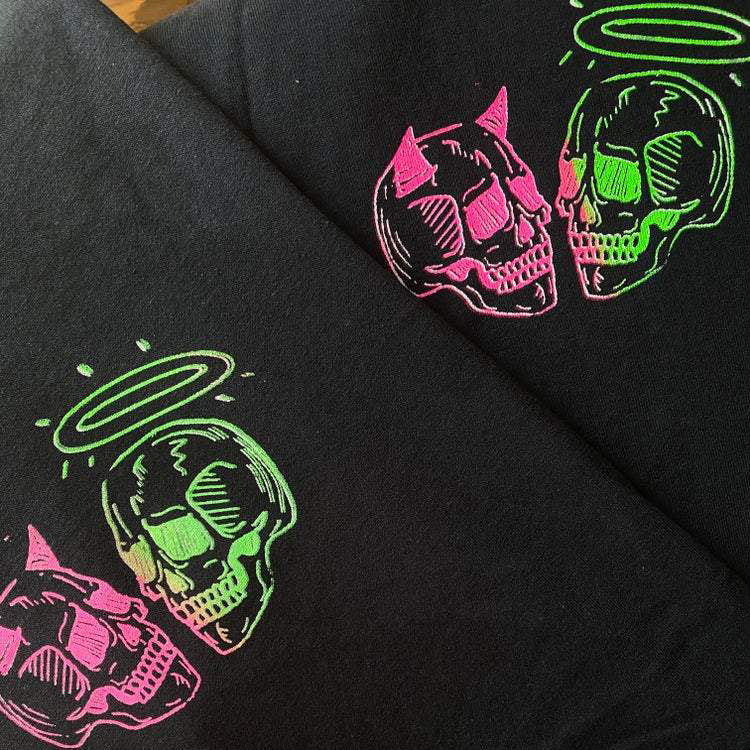 Neon contrast devil & angel T-shirt